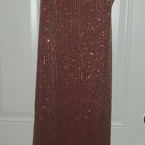 Fashion Nova Glittering Rose Gold Prom Dress